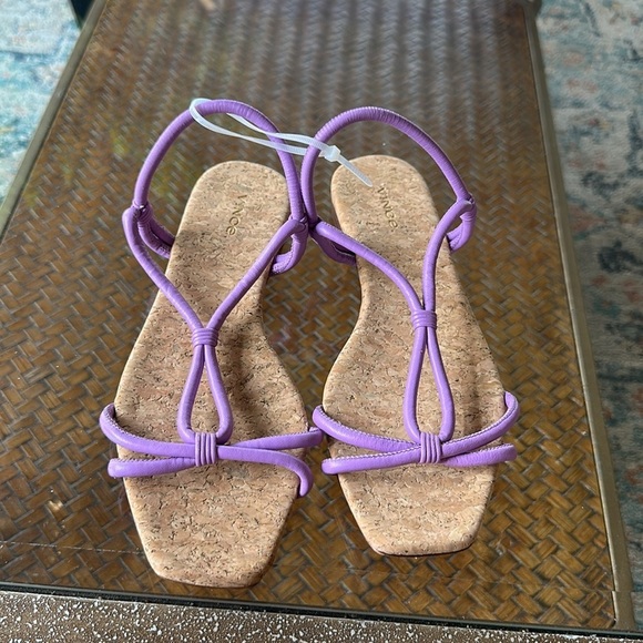Vince Womens Hazen Purple Leather Flats Slingback T-Strap Sandals Shoes NWT - Picture 5 of 8